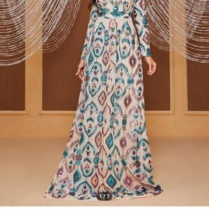 SHEIN Long Sleeve Patterned Maxi Dress